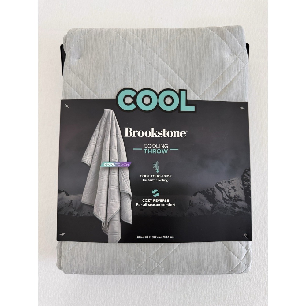 Brookstone Cooling Comfort Throw Blanket 50" X 60" Light Gray Brand New